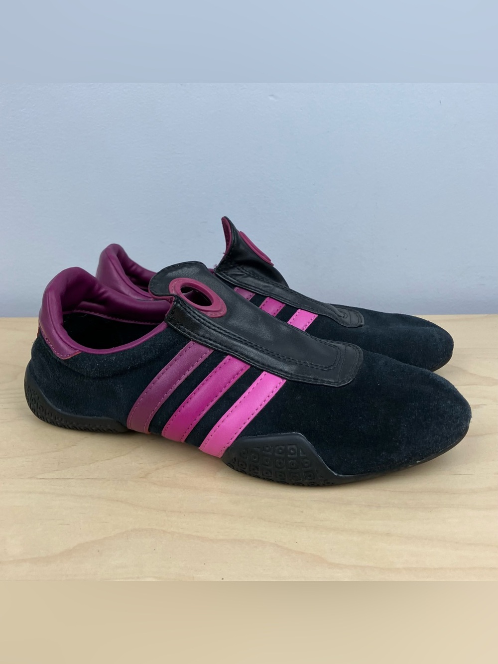 Rare Adidas Women’s Size 7.0 Mei Slip On Laceless Ballet Shoes Black Purple Pink